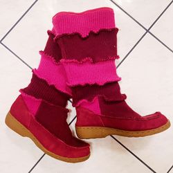 Pink Calf Length Winter Boots 