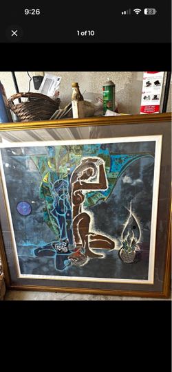 Large Framed Abstract Figurative Art Print