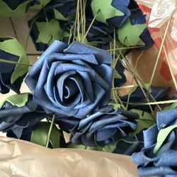 Beautiful Navy Blue Silk Flowers