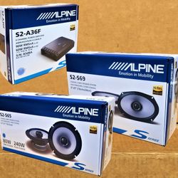 Alpine S Series Car Speakers Set 4 Ch Power Amplifier 6.5" & 6x9 2-Way Coaxial Speaker System 500 Watt Package 🚨 Payment Options Available 🚨