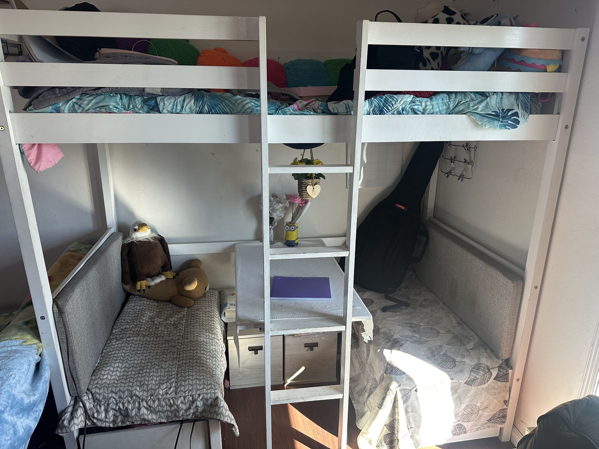 Twin Bunk Bed  With Desk Under Includes 2 Storage Drawers