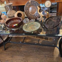 Metal and Glass Coffee Table, 48" x 25"-PLEASE READ DESCRIPTION 