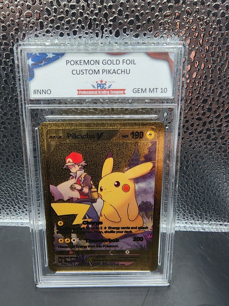 Ash & Pikachu V Gold Foil Fan Art Textured Collector Card TG16/TG30 HP190