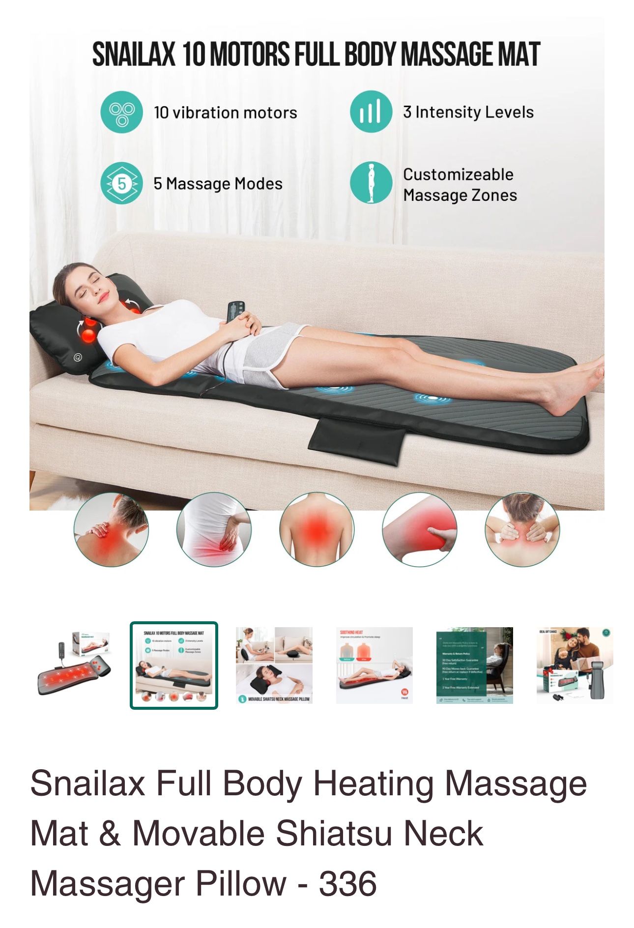 Snailax Heating Massage Mat