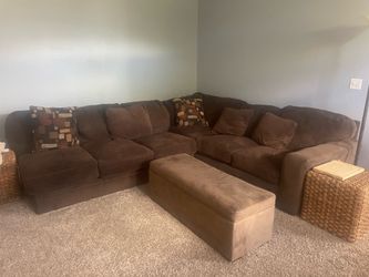 Dark Brown Microfiber Sectional Couch