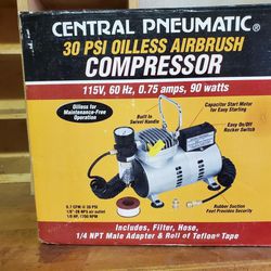 Central Pneumatic 30 PSI Oilless Airbrush Compresser