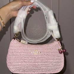 Cherry Blossom 🌸 Coach Straw Teri Shoulder Bag