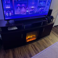 Tv Stand Large Fake Fireplace Real Heater 