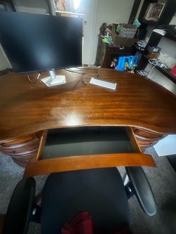 Wooden Desk and File Cabinet