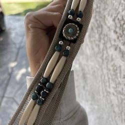 Handmade Metal turquoise beaded belt