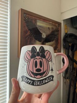 Disney Halloween Minnie Pumpkin Ceramic Mug - Pink & White