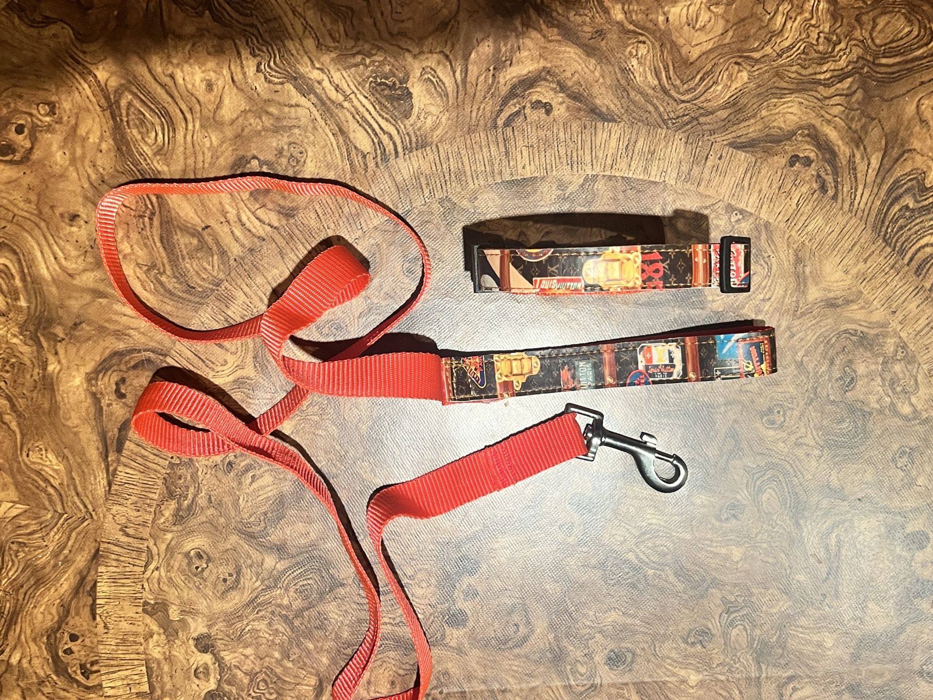Custom LV Collar & Leash Set