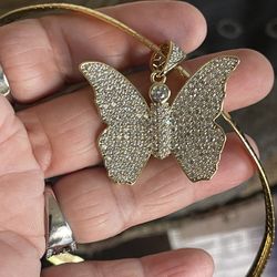 14k gold plated butterfly necklace