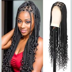 Braided lace front wig new 34 inches