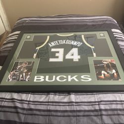 Signed & Framed Giannis Antetokounmpo Jersey - 100% Authentic w/ QR Code - $500 OBO