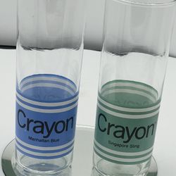 VTG  Retro AL Zlogar Crayola Crayon Drinking  glasses Set Of 2  Hi-ball Barware   Add some vintage charm to your barware collection with this set of t