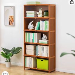 5-Tier Bamboo Book Cabinet With Acrylic Doors 