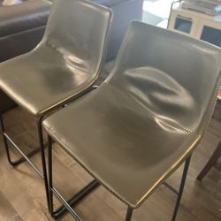 Premium Leather Comfort Bar Stool Set Of 2 