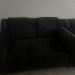 New Black Suede 5-Seater Couch Set (3 + 2) — Priced to Sell FAST!