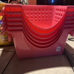 Set Of Red Plastic Baskets 