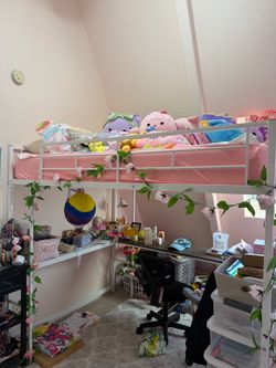 Twin size bunk bed with desk