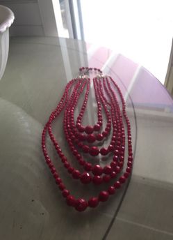 Antique 6 tier glass necklace