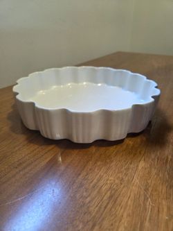Cali USA 514 California Pottery Glazed White Oven Proof 9.5" Quiche Pie Dish