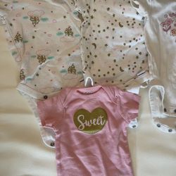 Four (4) Newborn Short Sleeve Onesie Shirts