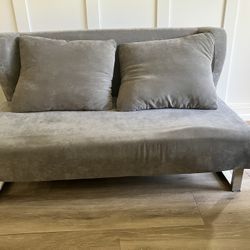 Coaster Love Seat + Pillows + Converts to Futon Sleeper - Grey Washable Cover Moving Sale