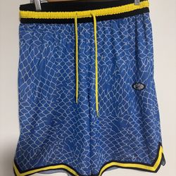 RARE NIKE Mens Large DNA Seasonal Dri-Fit Basketball Shorts Blue Yellow Black