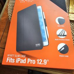 Solo New York Wyatt Slim Case for iPad Pro 12.9", Black, NEW 