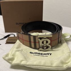 Authentic Burberry TB 35mm Reversible Belt w/ Box, Dust Bag & Receipt