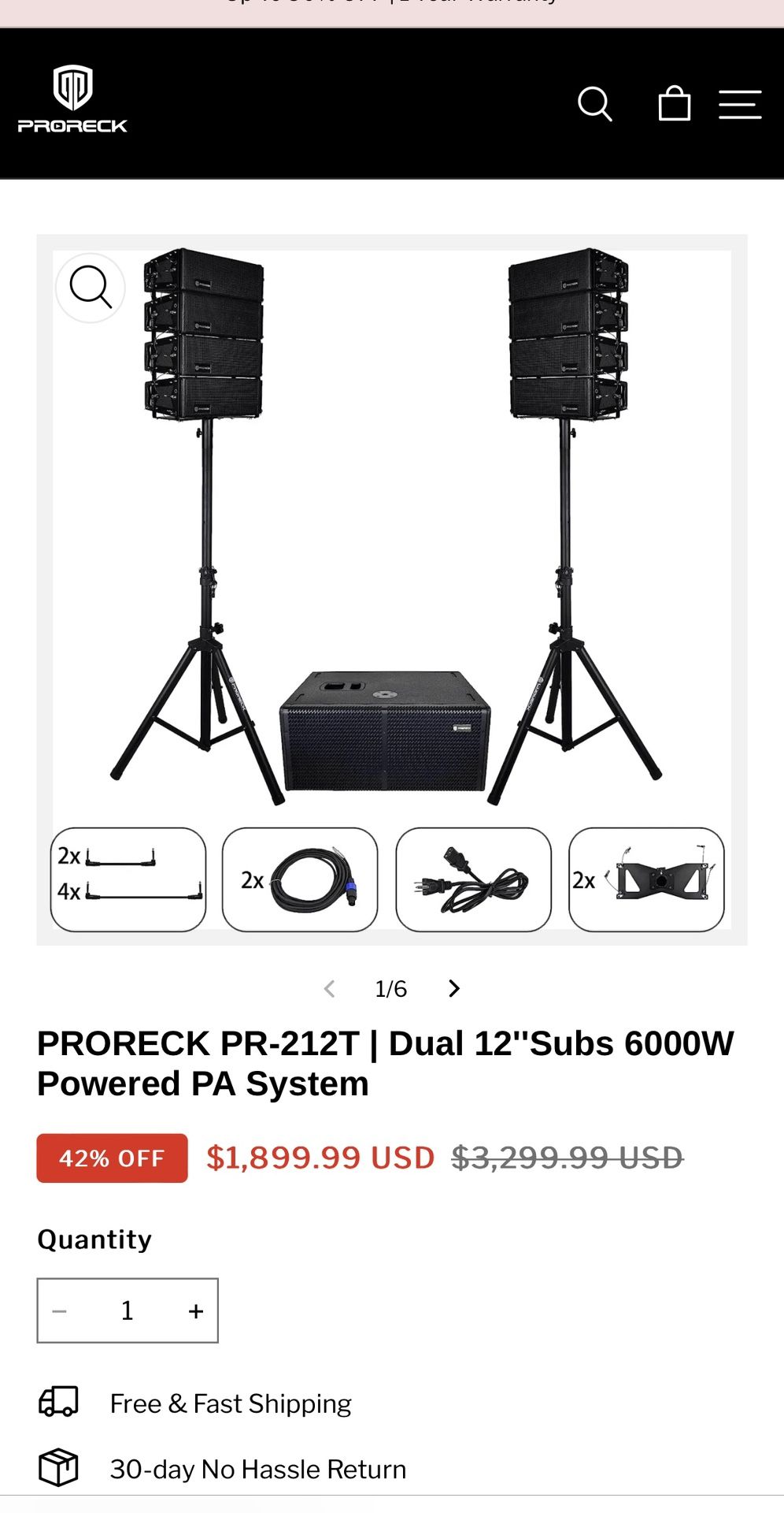 PRORECK PR-212T Dual 12''Subs 6000W Powered PA System