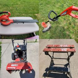 Weed Wacker, Leaf Blower, Snow Thrower, Bench