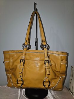 Coach Camel Patent Leather Shoulder Bag
