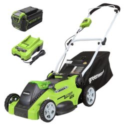 Greenworks 40V 16" Cordless Lawn Mower, Ultra-Light Push Mower with 4.0Ah Battery & Charger(75+ Tool Compatibility, 45Min Runtime)