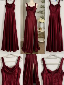 Windsor Burgundy Satin Prom Dress – Size Small