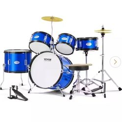 VEVOR
Kids Drum Set 16 in. Beginner Full Drum Set with Bass Toms Snare Floor Drum Adjustable Throne Cymbal (5-Piece)