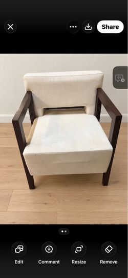 Modern Cream Accent Chair with Dark Wood Frame
