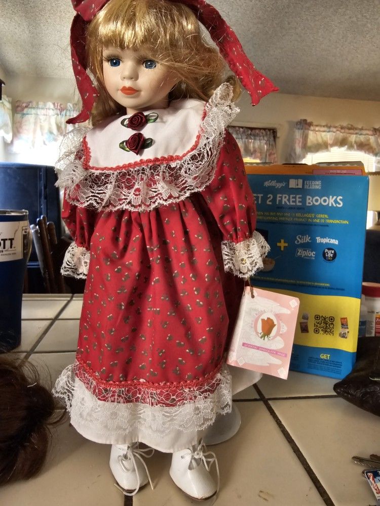 Limited Edition Vintage 14" Porcelain Doll, "Nance" Rose Collection 