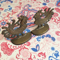 Antique Brass Rooster Napkin Holder