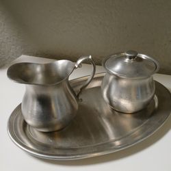Vintage Web Pewter Creamer And Sugar