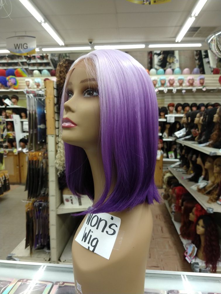 NX. Short purple lavender lace front wig