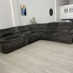 Redding 6-Piece Fabric Power Reclining Sectional Couch With Power headrest