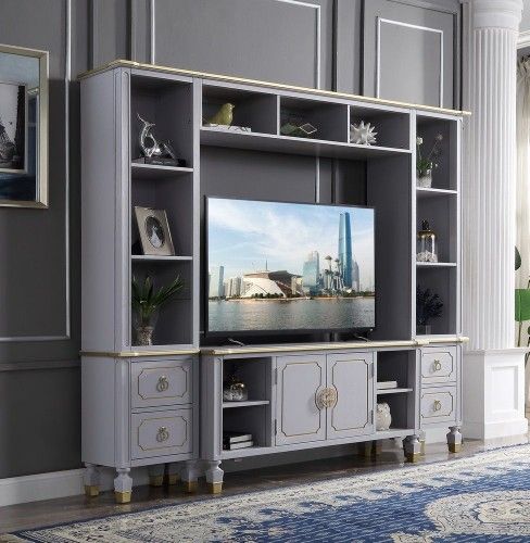 Emma Mason - ACME House Marchese Entertainment Center with TV Stand in Pearl Gray 91990(1)