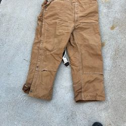 Carhartt Lined Overalls - Red Quilted Bibs - Workwear - Canvas pants - Duck Canvas - Men’s Distressed  . Size 50x30 
