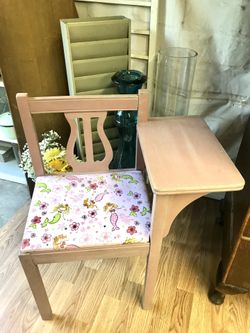 Cute little upcycled vintage reading desk/ pink mermaids