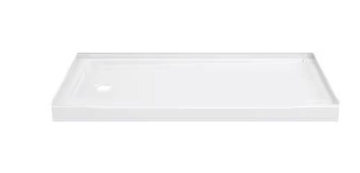 60 in. L x 30 in. W Alcove Shower Pan Base with Left Drain