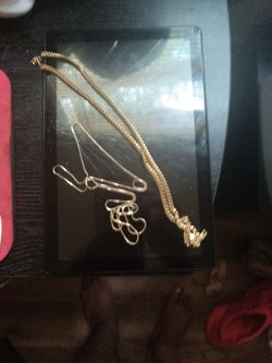 14 K Gold Necklace Over Real Silver Gold And Real Silver Necklace Paid 300 For  The Big One And 100 For The Small Best Offers