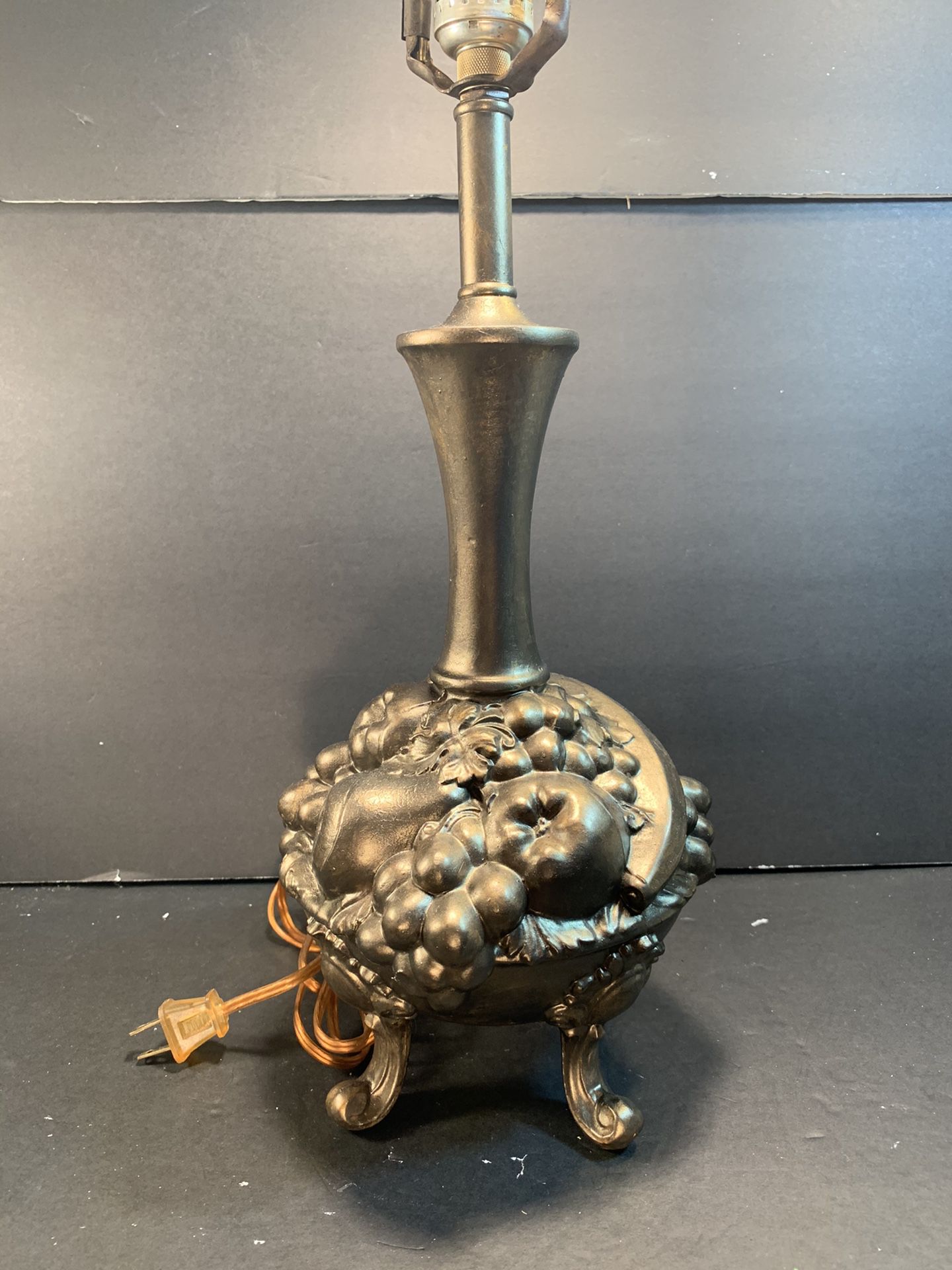 Vintage Metal Fruit-Bowl MCM Hollywood-Regency Table Lamp (Height: 24-1/2”)